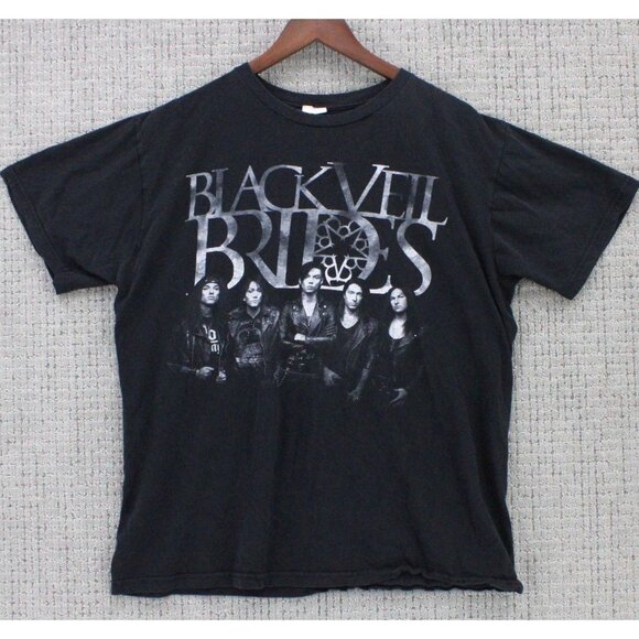 Vintage Bay Island Shirt Mens XL Black Black Veil Brids Graphic Emo Music Band - Picture 1 of 9